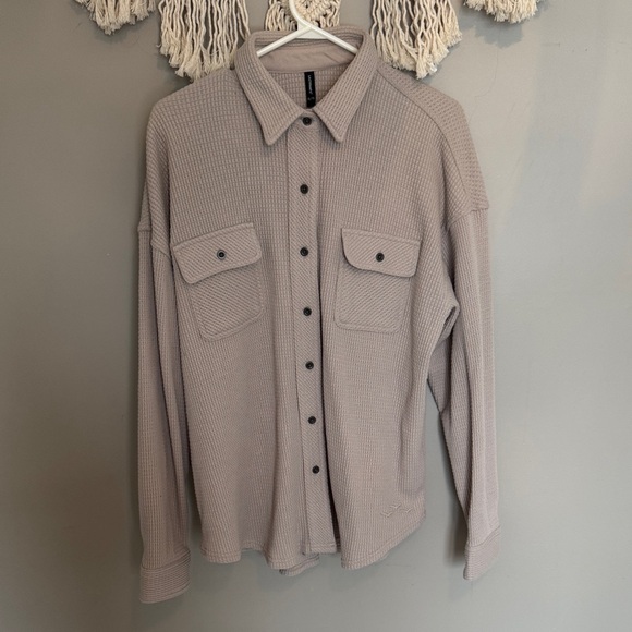 Lazypants Tops - Women's Taupe Button-Up Shirt